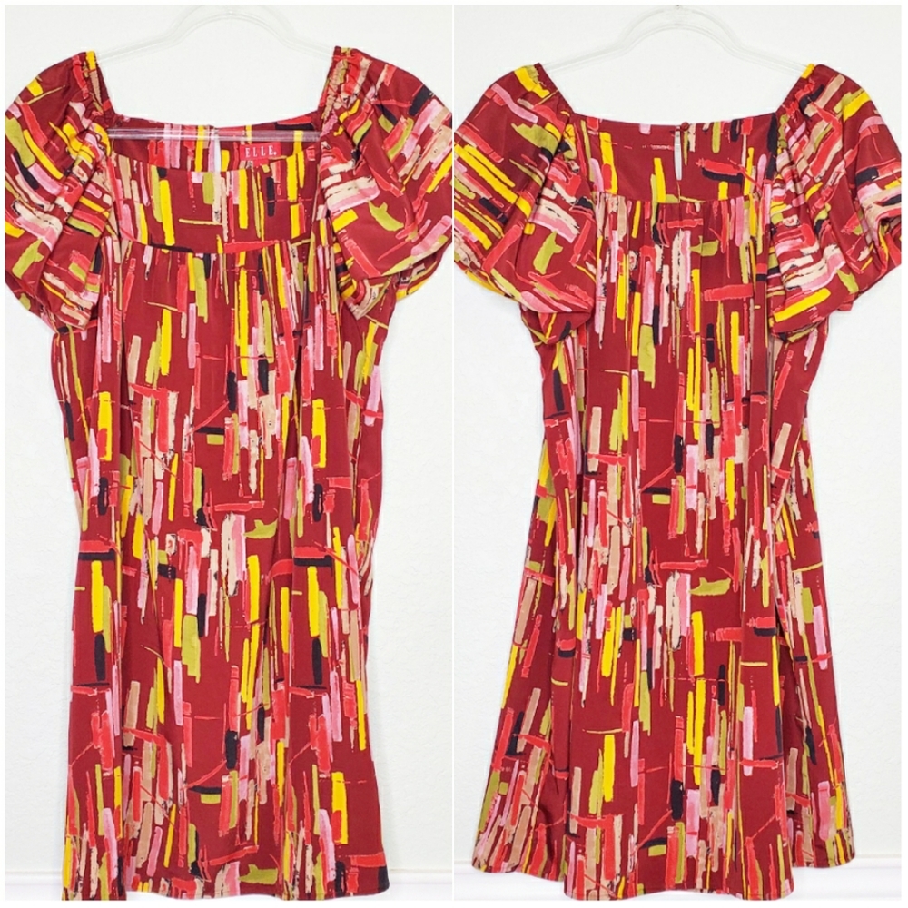 ELLE | Multicolored Print Short Sleeve Dress